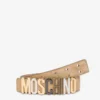 Cintura in pelle di vitello con logo misto