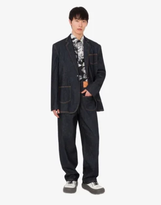 Giacca in denim di cotone blu Giacca in denim di cotone blu