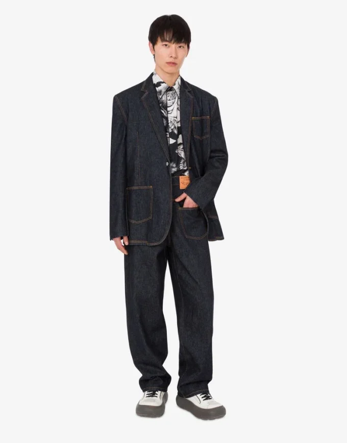 Giacca in denim di cotone blu Giacca in denim di cotone blu