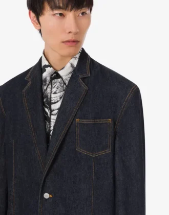 Giacca in denim di cotone blu Giacca in denim di cotone blu