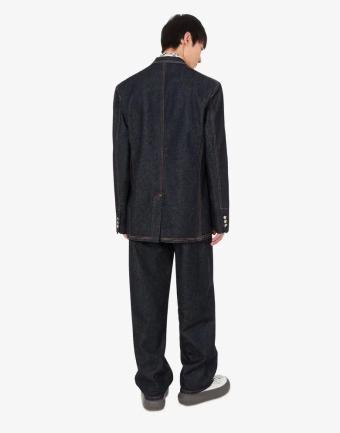Giacca in denim di cotone blu Giacca in denim di cotone blu