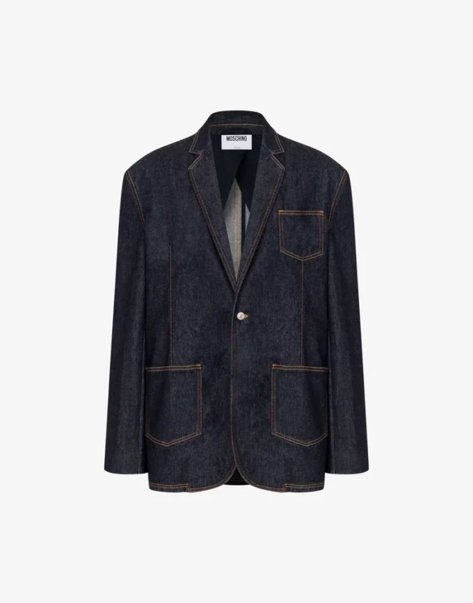 Giacca in denim di cotone blu Giacca in denim di cotone blu
