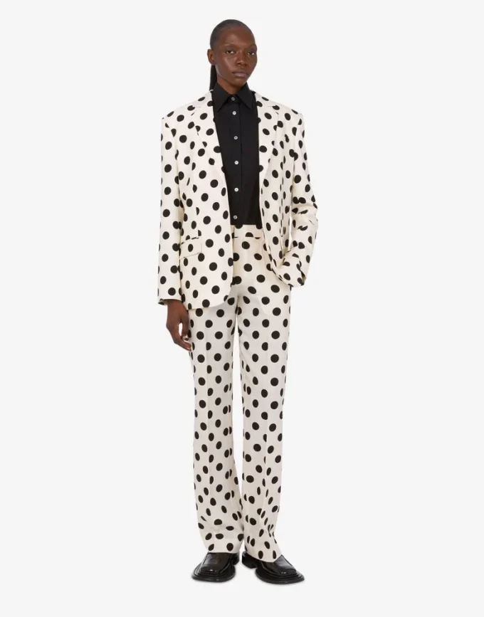 Pantaloni in lana con stampa a pois