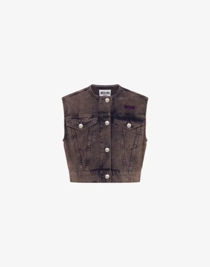 Gilet in tela di cotone sovratinta Gilet in tela di cotone sovratinta