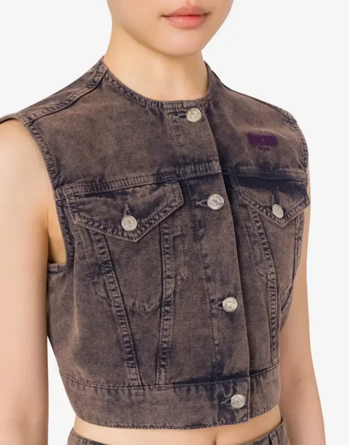 Gilet in tela di cotone sovratinta Gilet in tela di cotone sovratinta