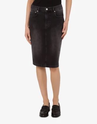 Gonna in denim di cotone elasticizzato