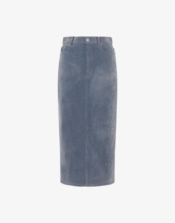 Gonna in denim floccato Gonna in denim floccato