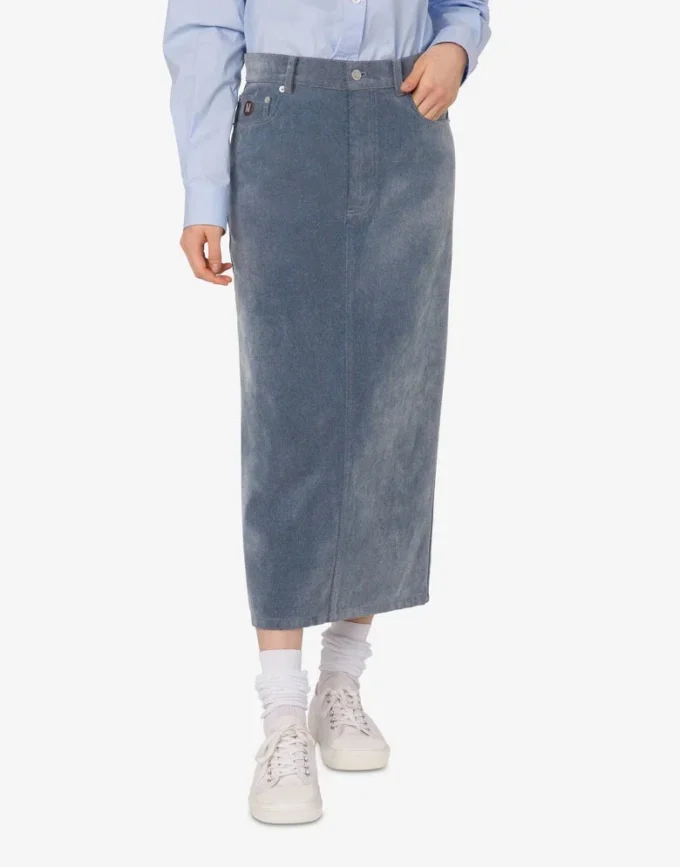 Gonna in denim floccato Gonna in denim floccato