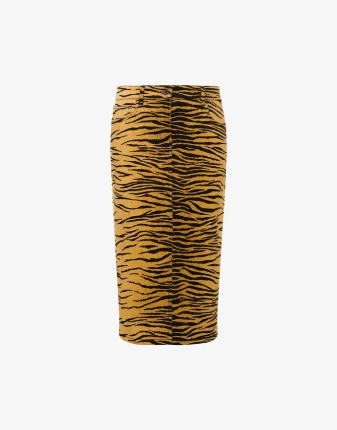 Gonna in gabardine di cotone elasticizzato stampato Gonna in gabardine di cotone elasticizzato stampato