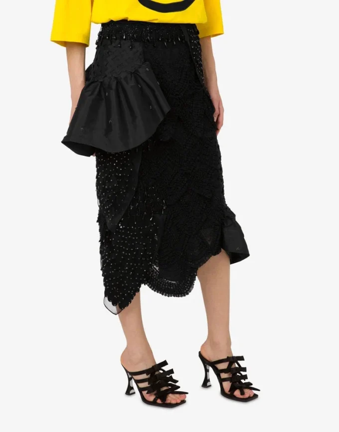 Gonna in organza di seta ricamata