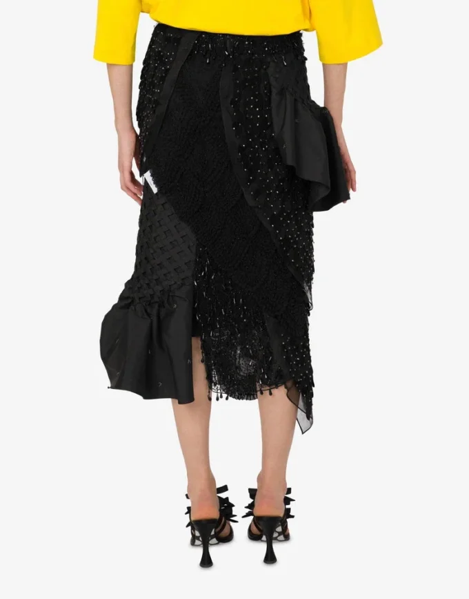 Gonna in organza di seta ricamata