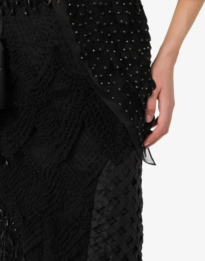 Gonna in organza di seta ricamata