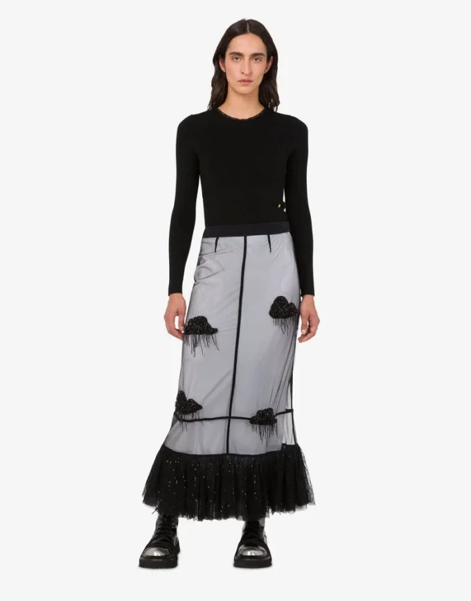 Gonna in tulle ricamato