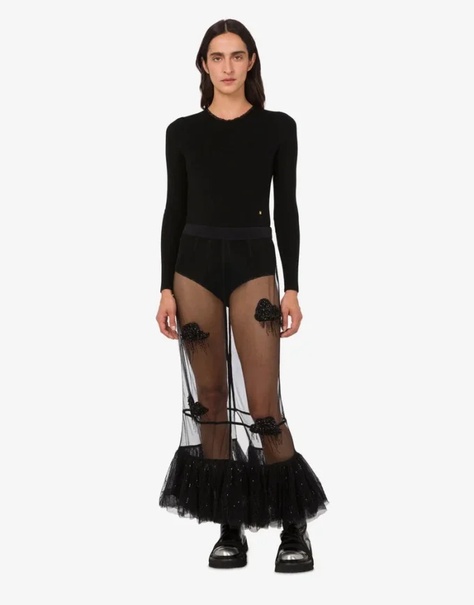 Gonna in tulle ricamato