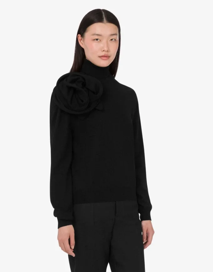 Maglione a collo alto in lana merino