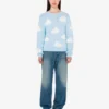 Maglione in misto cotone biologico con stampa archiviata di nuvole