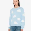 Maglione in misto cotone biologico con stampa archiviata di nuvole