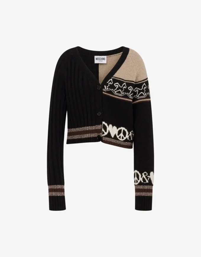 Cardigan in misto lana intarsio