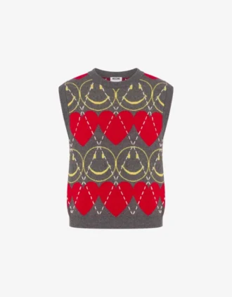 Maglione senza maniche in misto lana Smiley®