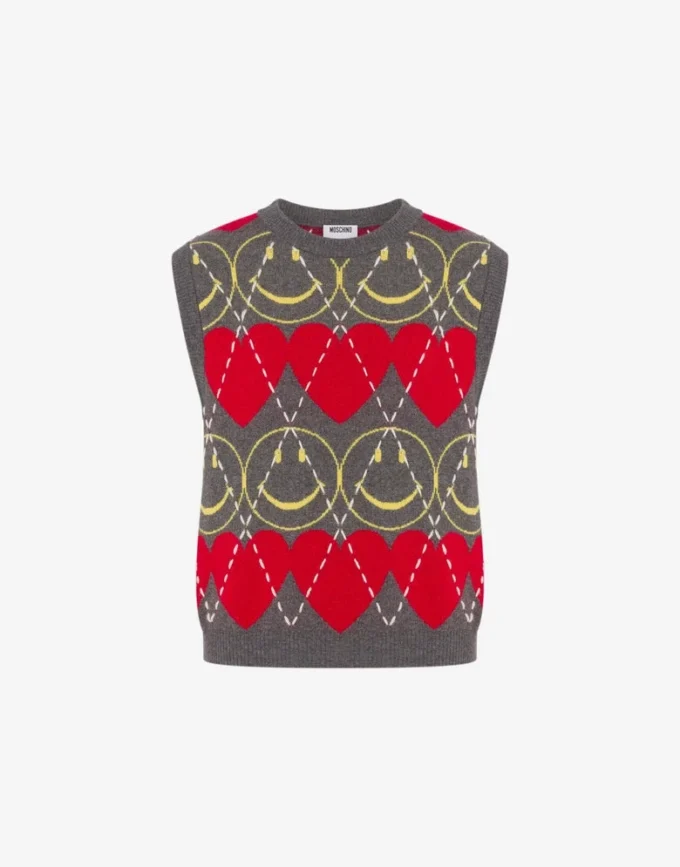 Maglione senza maniche in misto lana Smiley®