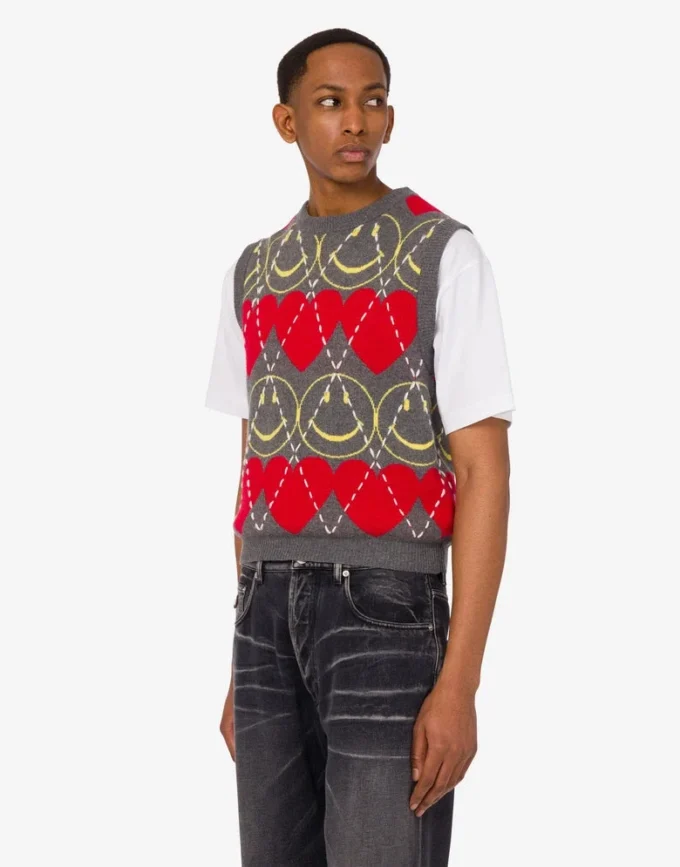 Maglione senza maniche in misto lana Smiley®
