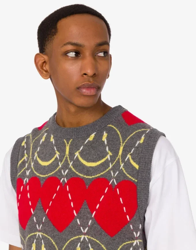 Maglione senza maniche in misto lana Smiley®
