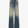 Pantaloni a zampa in denim di cotone
