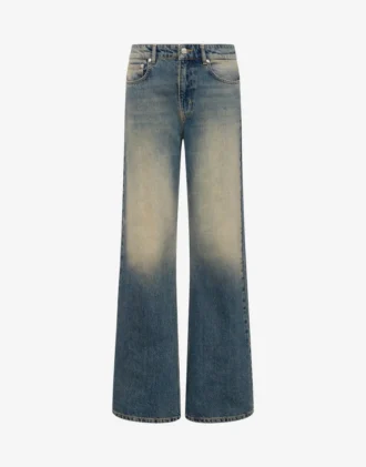 Pantaloni a zampa in denim di cotone