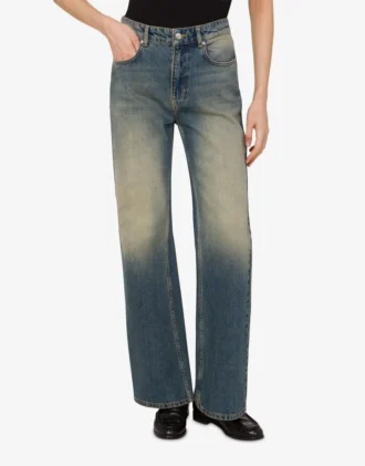Pantaloni a zampa in denim di cotone