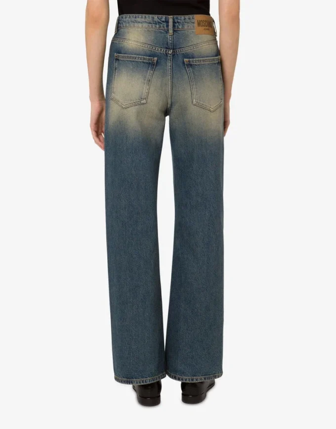 Pantaloni a zampa in denim di cotone