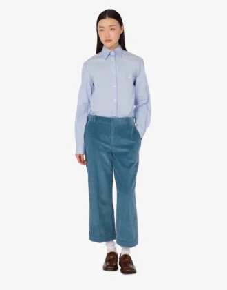 Pantaloni cropped in velluto a coste