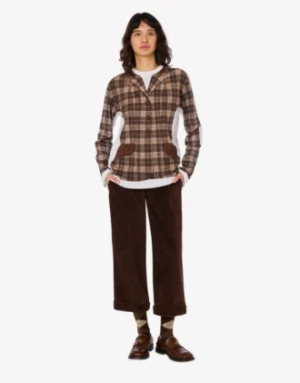 Pantaloni cropped in velluto a coste