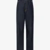 Pantaloni in denim blu Patch con corona d’alloro Pantaloni in denim blu Patch con corona d’alloro