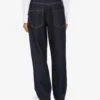 Pantaloni in denim blu Patch con corona d’alloro Pantaloni in denim blu Patch con corona d’alloro