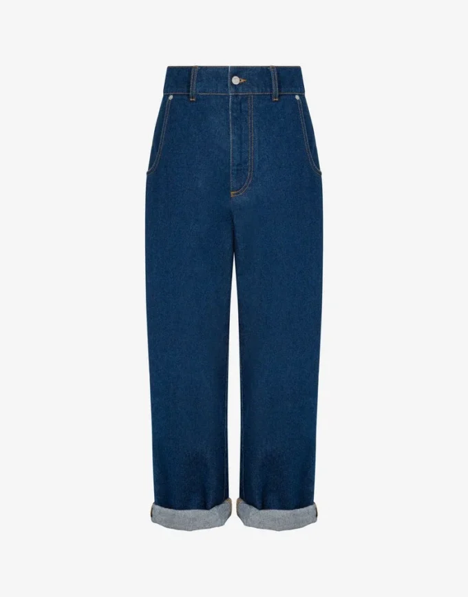 Pantaloni in denim di cotone blu