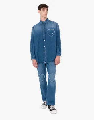 Pantaloni in denim di cotone blu