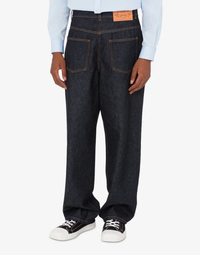 Pantaloni in denim di cotone blu Pantaloni in denim di cotone blu