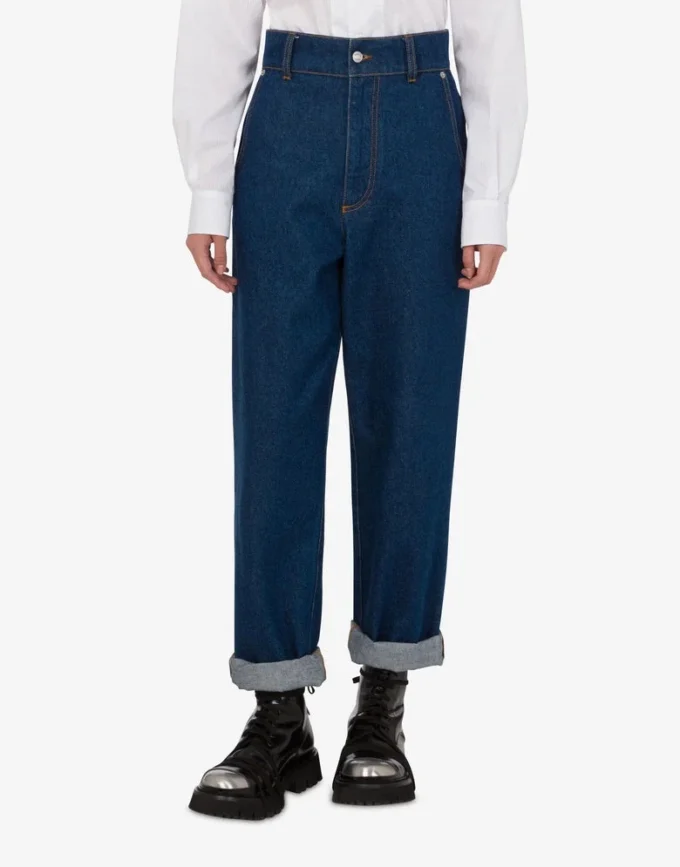 Pantaloni in denim di cotone blu