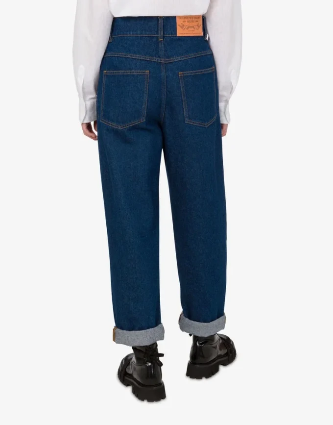 Pantaloni in denim di cotone blu
