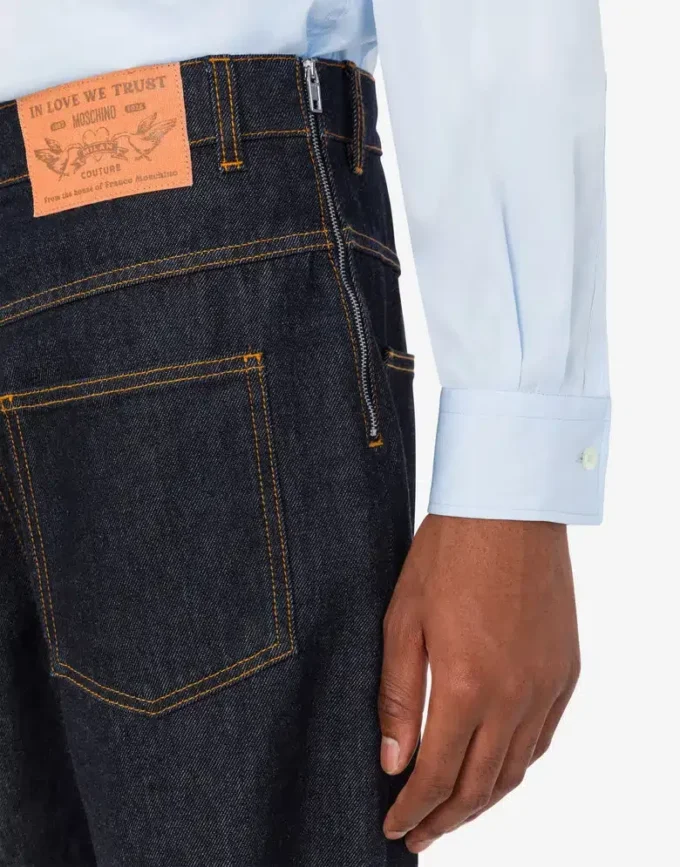 Pantaloni in denim di cotone blu Pantaloni in denim di cotone blu