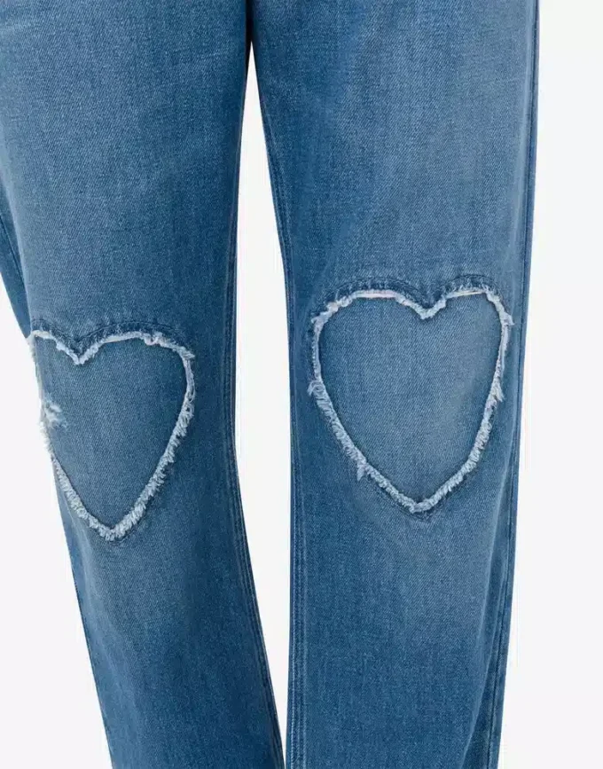 Pantaloni in denim di cotone blu Pantaloni in denim di cotone blu