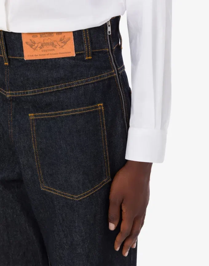 Pantaloni in denim di cotone blu Pantaloni in denim di cotone blu