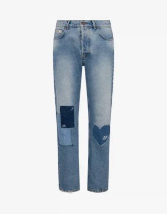 Pantaloni in denim di cotone patchwork