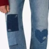 Pantaloni in denim di cotone patchwork Pantaloni in denim di cotone patchwork
