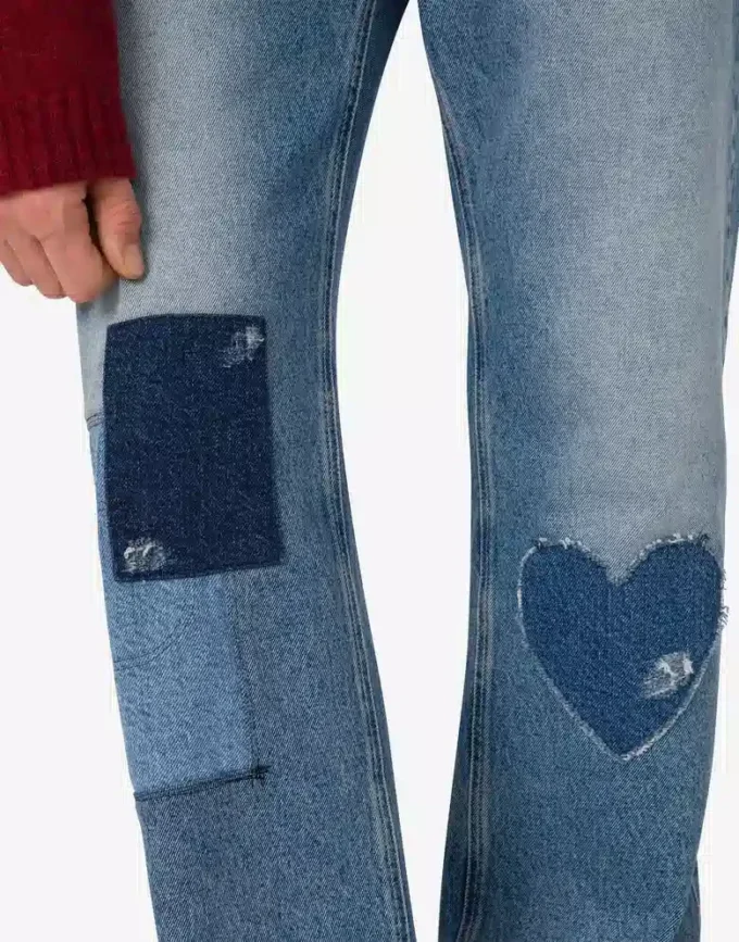 Pantaloni in denim di cotone patchwork Pantaloni in denim di cotone patchwork