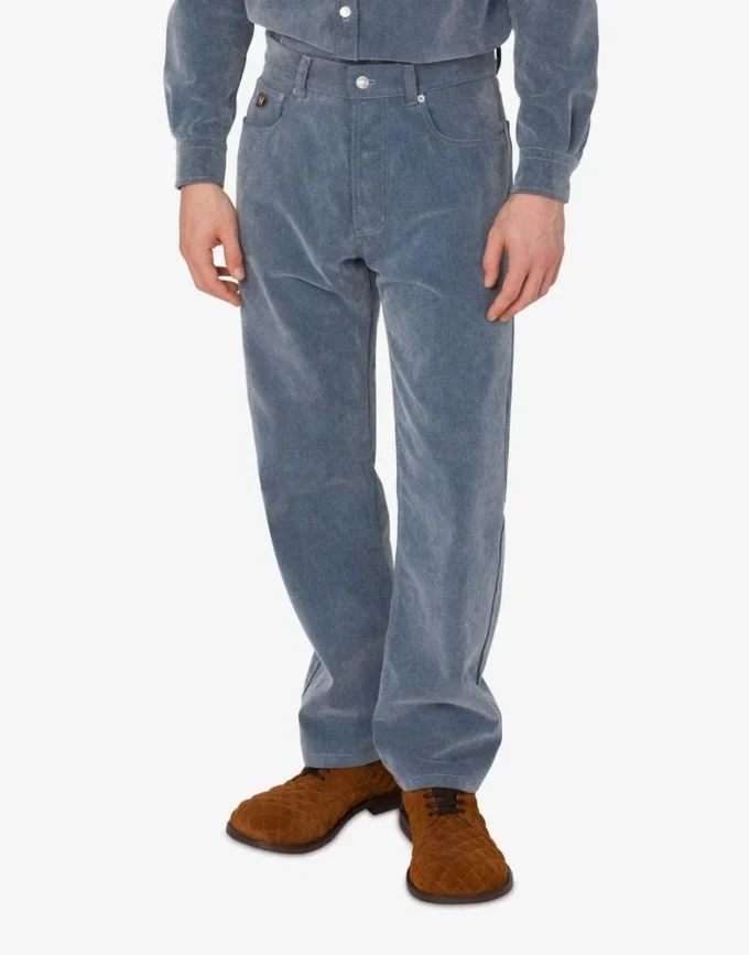 Pantaloni in denim floccato Pantaloni in denim floccato