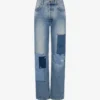 Pantaloni in denim patchwork Pantaloni in denim patchwork