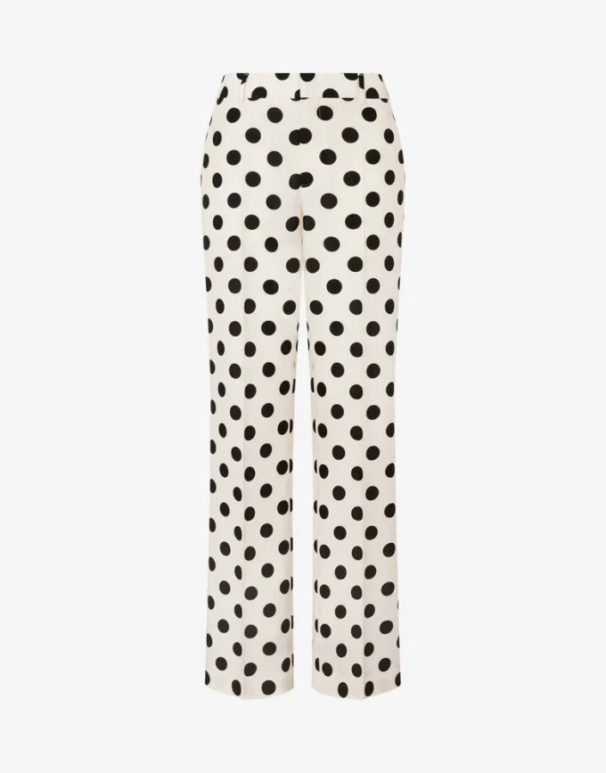 Pantaloni in lana con stampa a pois