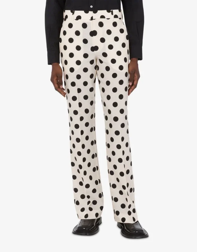 Pantaloni in lana con stampa a pois