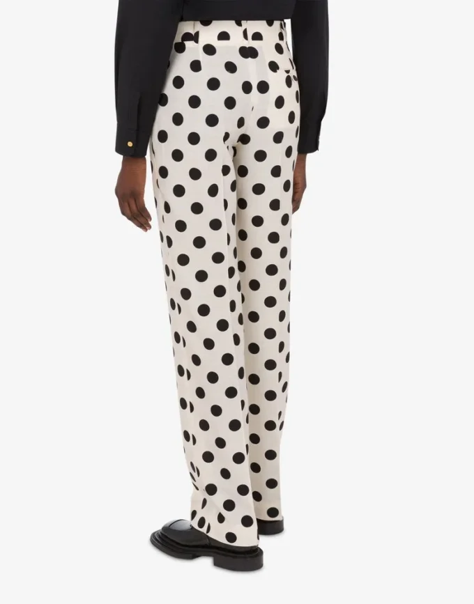 Pantaloni in lana con stampa a pois